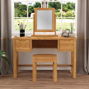 View Somerton curved solid oak dressing table set View Somerton curved solid oak dressing table set