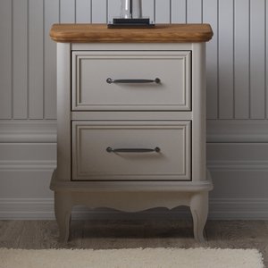 View Chateau oak and soft white painted 2 drawer bedside table View Chateau oak and soft white painted 2 drawer bedside table