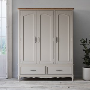 View Chateau oak and soft white painted triple wardrobe View Chateau oak and soft white painted triple wardrobe