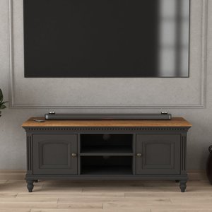 View Francis oak and charcoal grey painted large tv cabinet View Francis oak and charcoal grey painted large tv cabinet