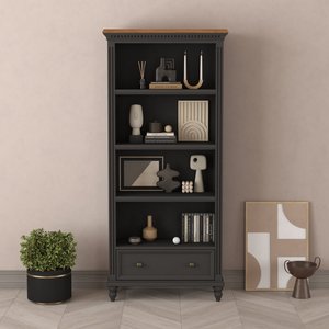 View Francis oak and charcoal grey painted tall bookcase View Francis oak and charcoal grey painted tall bookcase
