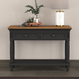 View Francis oak and charcoal grey painted console table View Francis oak and charcoal grey painted console table