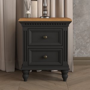 View Francis oak and charcoal grey painted 2 drawer bedside chest View Francis oak and charcoal grey painted 2 drawer bedside chest