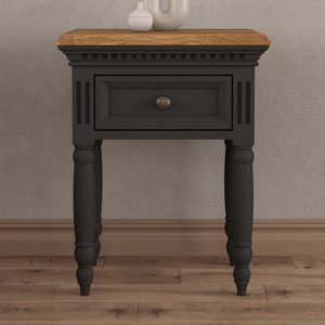 View Francis oak and charcoal grey painted bedside table View Francis oak and charcoal grey painted bedside table