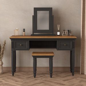 View Francis oak and charcoal grey painted dressing table set View Francis oak and charcoal grey painted dressing table set