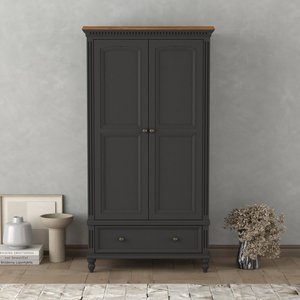 View Francis oak and charcoal grey painted double wardrobe View Francis oak and charcoal grey painted double wardrobe