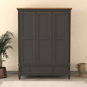 View Francis oak and charcoal grey painted triple wardrobe View Francis oak and charcoal grey painted triple wardrobe