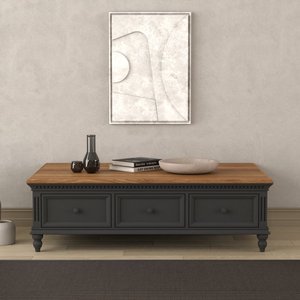 View Francis oak and charcoal grey painted 6 drawer extra large coffee table View Francis oak and charcoal grey painted 6 drawer extra large coffee table