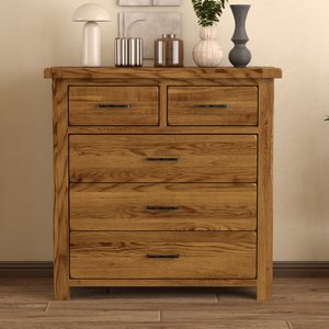 View Rustic solid oak 2 over 3 chest of drawers | 5 dovetail drawers View Rustic solid oak 2 over 3 chest of drawers | 5 dovetail drawers