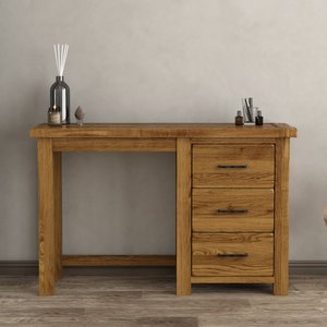 View Rustic solid oak 3 drawer dressing table | dovetail drawers View Rustic solid oak 3 drawer dressing table | dovetail drawers