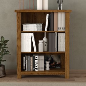 View Rustic solid oak small bookcase | 3 adjustable shelves View Rustic solid oak small bookcase | 3 adjustable shelves