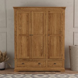 View Burford rustic solid oak triple wardrobe View Burford rustic solid oak triple wardrobe