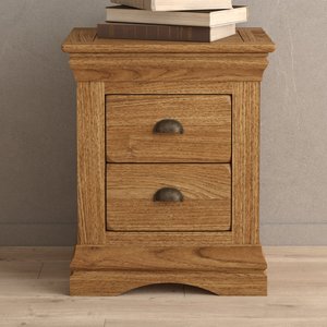 View Burford rustic solid oak 2 drawer bedside table View Burford rustic solid oak 2 drawer bedside table
