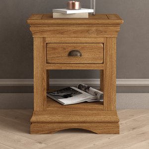 View Burford rustic solid oak 1 drawer bedside table View Burford rustic solid oak 1 drawer bedside table