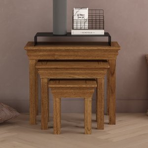 View Burford rustic solid oak nest of tables View Burford rustic solid oak nest of tables