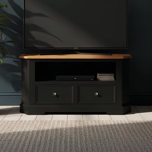 View Charlton oak and black painted corner tv cabinet View Charlton oak and black painted corner tv cabinet