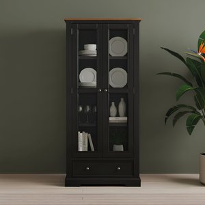 View Charlton oak and black painted glazed display cabinet View Charlton oak and black painted glazed display cabinet