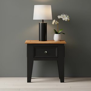View Charlton oak and black painted lamp table View Charlton oak and black painted lamp table
