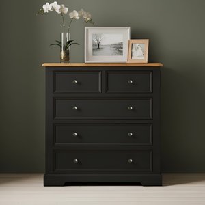 View Charlton oak and black painted 2 over 3 chest of drawers View Charlton oak and black painted 2 over 3 chest of drawers
