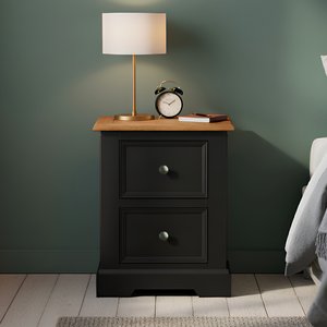 View Charlton oak and black painted 2 drawer bedside table View Charlton oak and black painted 2 drawer bedside table