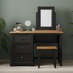 View Charlton oak and black painted dressing table set View Charlton oak and black painted dressing table set