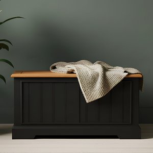 View Charlton oak and black painted blanket box View Charlton oak and black painted blanket box