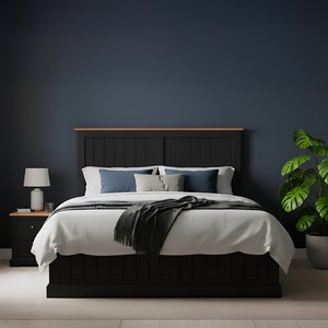 View Charlton oak and black painted king size bed View Charlton oak and black painted king size bed