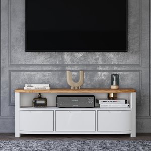 View Bradwell oak and signal white painted large tv unit View Bradwell oak and signal white painted large tv unit