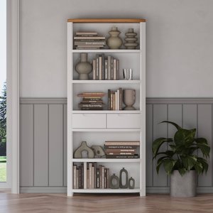 View Bradwell oak and signal white painted tall bookcase View Bradwell oak and signal white painted tall bookcase