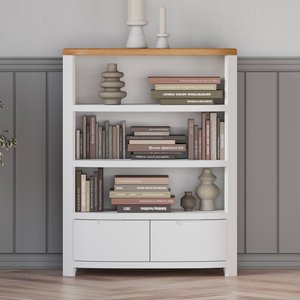 View Bradwell oak and signal white painted small bookcase View Bradwell oak and signal white painted small bookcase