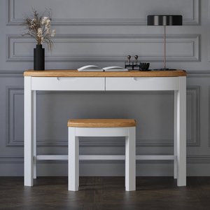 View Bradwell oak and signal white painted compact desk View Bradwell oak and signal white painted compact desk