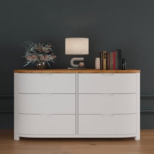 View Bradwell oak and signal white painted wide chest of drawers View Bradwell oak and signal white painted wide chest of drawers