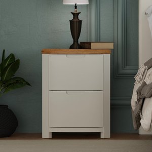 View Bradwell oak and signal white painted 2 drawer bedside chest View Bradwell oak and signal white painted 2 drawer bedside chest