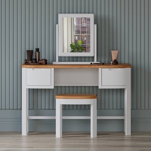 View Bradwell oak and signal white painted dressing table set View Bradwell oak and signal white painted dressing table set