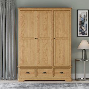View Cambridge solid oak triple wardrobe View Cambridge solid oak triple wardrobe