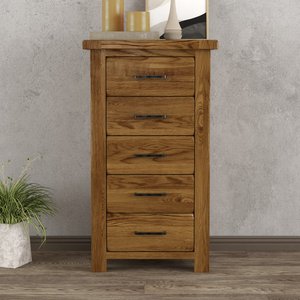 View Rustic solid oak 5 drawer tallboy | dovetail drawers View Rustic solid oak 5 drawer tallboy | dovetail drawers