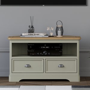 View Brampton soft green painted corner tv cabinet View Brampton soft green painted corner tv cabinet