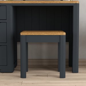 View Pembridge oak and dark blue painted dressing table stool View Pembridge oak and dark blue painted dressing table stool