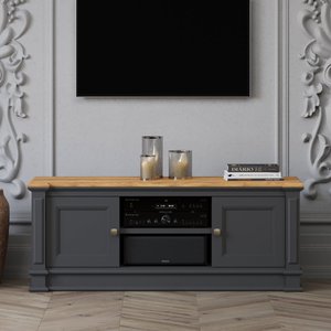 View Lawson oak and charcoal grey painted large tv cabinet View Lawson oak and charcoal grey painted large tv cabinet