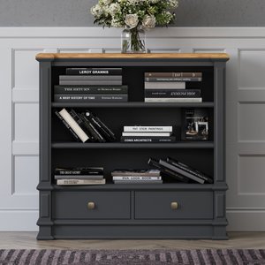 View Lawson oak and charcoal grey painted small bookcase View Lawson oak and charcoal grey painted small bookcase