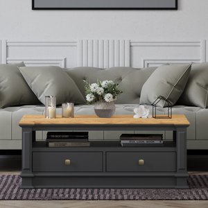 View Lawson oak and charcoal grey painted coffee table View Lawson oak and charcoal grey painted coffee table