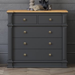 View Lawson oak and charcoal grey painted 2 over 3 chest of drawers View Lawson oak and charcoal grey painted 2 over 3 chest of drawers