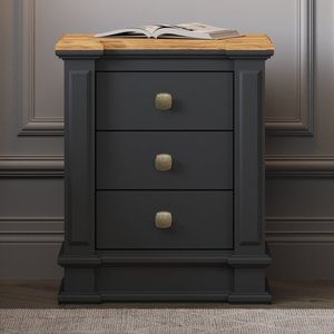 View Lawson oak and charcoal grey painted 3 drawer bedside chest View Lawson oak and charcoal grey painted 3 drawer bedside chest