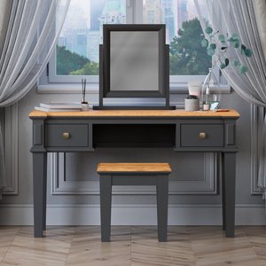 View Lawson oak and charcoal grey painted dressing table set View Lawson oak and charcoal grey painted dressing table set