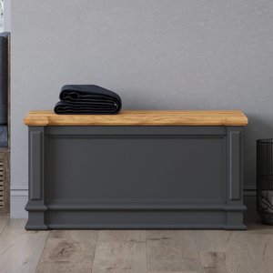 View Lawson oak and charcoal grey painted blanket box View Lawson oak and charcoal grey painted blanket box