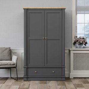 View Lawson oak and charcoal grey painted double wardrobe View Lawson oak and charcoal grey painted double wardrobe