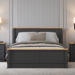 View Lawson oak and charcoal grey painted kingsize bed View Lawson oak and charcoal grey painted kingsize bed