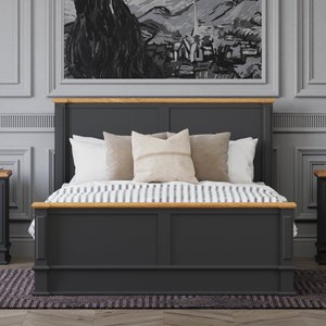 View Lawson oak and charcoal grey painted double bed View Lawson oak and charcoal grey painted double bed