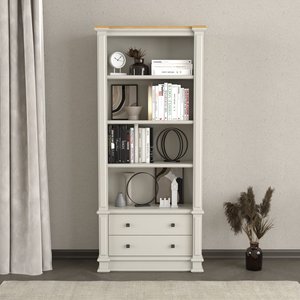View Lawson oak and soft white painted tall bookcase View Lawson oak and soft white painted tall bookcase