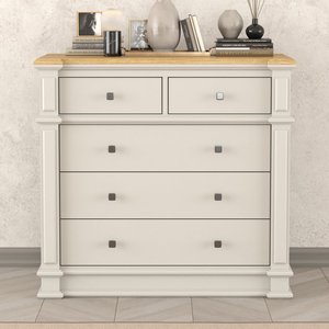 View Lawson oak and soft white painted 2 over 3 chest of drawers View Lawson oak and soft white painted 2 over 3 chest of drawers